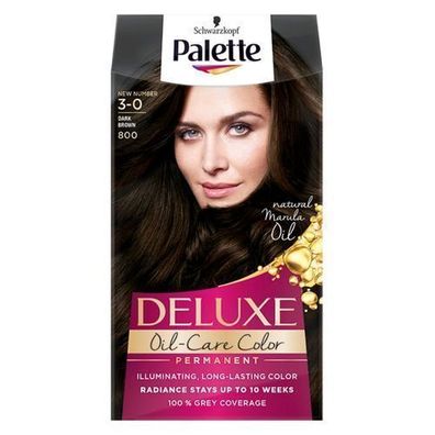 Palette Deluxe Oel-Pflege Haarfarbe mit Mikrooelen, 50ml, Dunkelbraun (3-0)