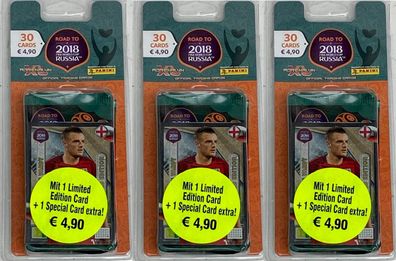 3x Panini Adrenalyn XL FIFA WORLD CUP 2018 Road to Russia Booster Blister NEU!
