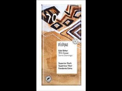 Vivani 3x Edel Bitter Schokolade 70% Cacao Santo Domingo 100g