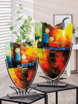 Gilde Glasart, Vase, oval, "Classico", Glas, mehrfarbig, VE 1, L. 10,5 cm, B. 30