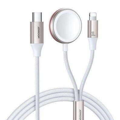 Joyroom Kombi-Ladekabel & Induktive Ladestation fuer Apple Watch 1,5m - Weiss (S-I