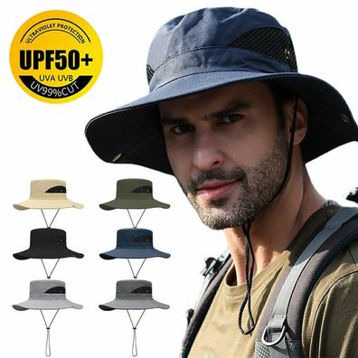 Buschhut Sonnenhut Outdoor Schlapphut mit Nackenschutz UV-Schutz 50+ Sporthut