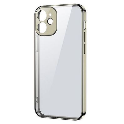 Joyroom Elegance Serie Transparentes Etui mit Metallrahmen fuer iPhone 12 Pro Gol