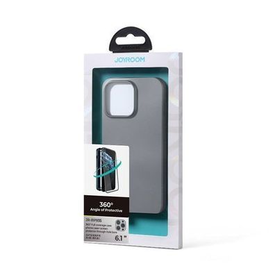Joyroom 360* Rundumschutz-Huelle fuer iPhone 13 Pro mit gehaertetem Glas, Grau (JR