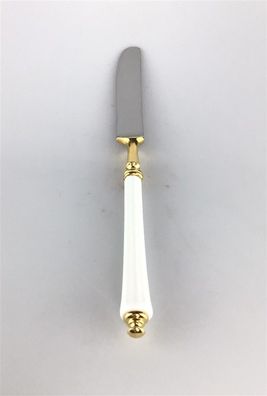 Hanseat Tafelmesser Edelstahl vergoldet Porzellangriff L:21cm