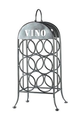 Gilde 6er Weinflaschenhalter "VINO" (Mitte) grau metallic, pulverbeschichtet, mit