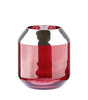 Fink SMILLA, Teelichthalter, Silberfolie, glatt, rot, silberfarben, L. 12 cm, B