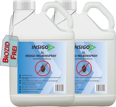 INSIGO 2x5L Anti Milbenspray Milbenmittel Milbenschutz Hausstaubmilben Milben frei