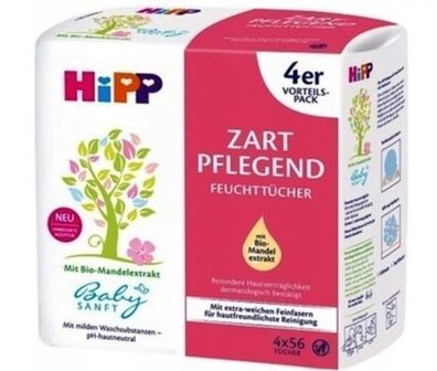 Hipp Feuchttuecher Rose, 56 Stueck Packung
