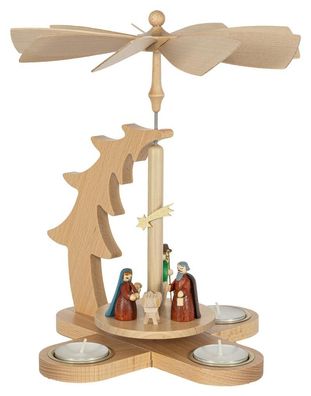 Richard Glaesser Tannenpyramide Christi Geburt für Teelichte aus Seiffen / Erzgebirge