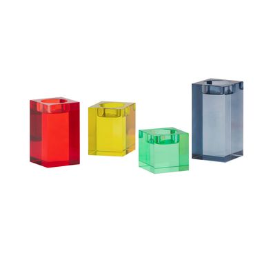 4er Set Glasblock-Kerzenhalter Teelichthalter "Vela" - Remember