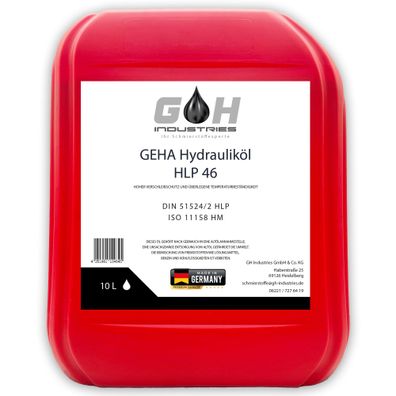 10 L Hydrauliköl HLP 46 ISO VG 46 nach DIN 51524 Teil 2 Kanister 10 Liter