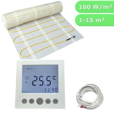Elektro Fußbodenheizung SET Thermostat Bodenheizung elektrisch Fliese TWIN 160 W