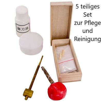 NEU 5 tlg. Reinigungs Pflege Set für Samurai Katana Schwert Mekugi Öl Holzkiste