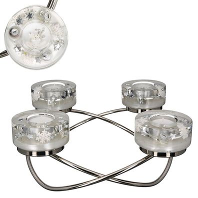 Casablanca Adventsleuchter "Smart" Basis . verchromt 4 Glaselemente . mundgeblasen