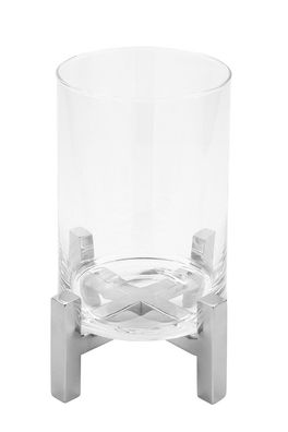 Fink YONO, Windlicht mit Glas, Edelstahl, poliert, glatt, silberfarben, L. 15 cm,