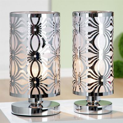 Gilde Lampe "Fleur" silber Fassung E 27, max. 40 Watt, 220 Volt H: 31 cm Ø 15 cm