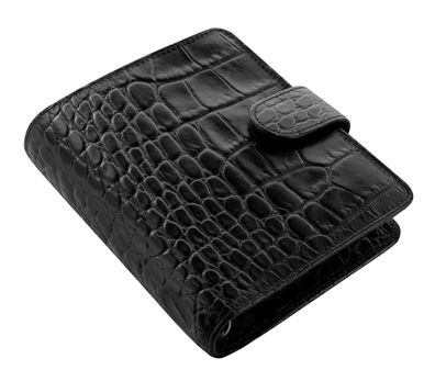Filofax Pocket Zeitplaner Classic Croc Leder Schwarz A7 Ringbuch 19mm Ringe 26074
