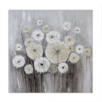 Casablanca Ölbild Dandelion weiss/grau/creme 100x100 Höhe: 100 cm Breite: 100