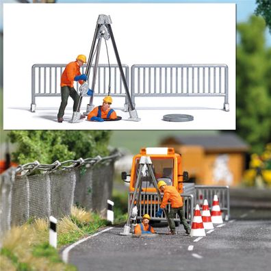 Busch H0 7907 Action Set: Kanalarbeiter - NEU