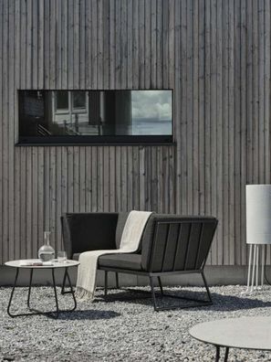 Brafab - Gartensofa Vence mit Kissen 2-Sitzer, Schwarz