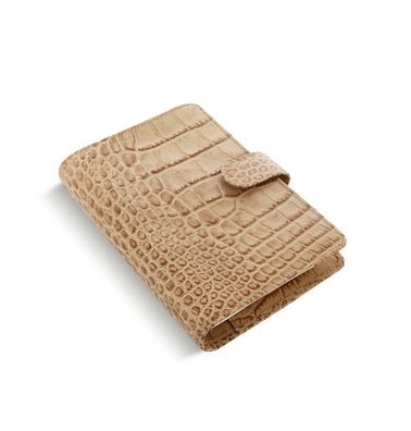 Filofax Personal Zeitplaner Classic Croc Leder Hellbraun A6 Agenda 23 mm Ringe 026012