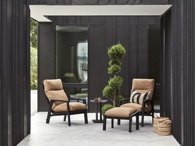 Brafab - Gartenhocker Slide mit Kissen, Schwarz / Braun