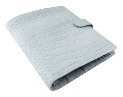 Filofax A5 Terminplaner Classic Croc Leder Silber Grau Agenda 30 mm Ringung 026090