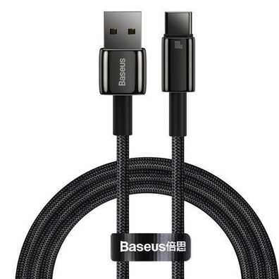 Baseus Tungsten Gold USB-A zu USB-C Ladekabel 480Mb/s 100W 1m Schwarz