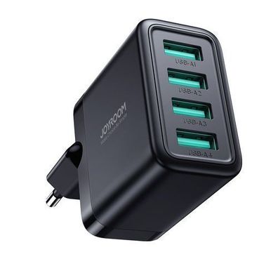Joyroom JR-TCN03 4-Port USB-A Netzladegeraet, 24W, 4.8A, Schwarz