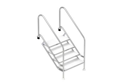 Schwimmbadtreppe Deluxe 5 Stufen V4A Edelstahl lange und breite Bauweise