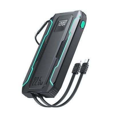 Joyroom Powerbank 22.5W 10000mAh mit USB-C/Lightning Kabeln integriert - Schwarz