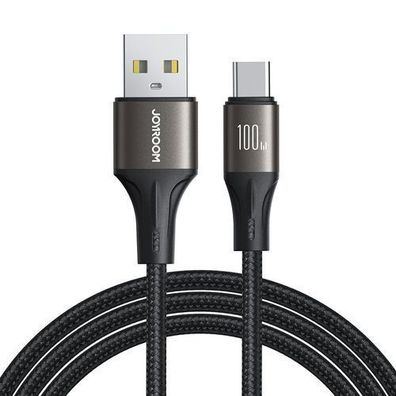 Joyroom Light-Speed Serie S-A25 USB-A/USB-C Schnellladekabel, 100W, 1.2m, Schwar