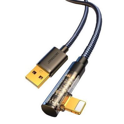Joyroom Gaming Ladekabel 1.2m, Lightning/USB-A, 2.4A, Schwarz, Abgewinkelt
