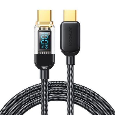 Joyroom A4 USB-C/USB-C Ladekabel 100W mit LED-Anzeige 1,2m - Schwarz