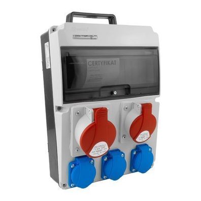 Baustromverteiler 32A 16A CEE 3x230V Stromverteiler mit Handgriff Doktorvolt CAS