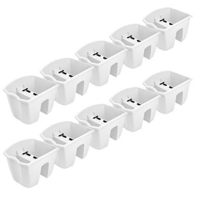 10x Blumenkasten 24cm Hängetopf Blumentopf Balkontopf Geländertopf DCRO Weiß