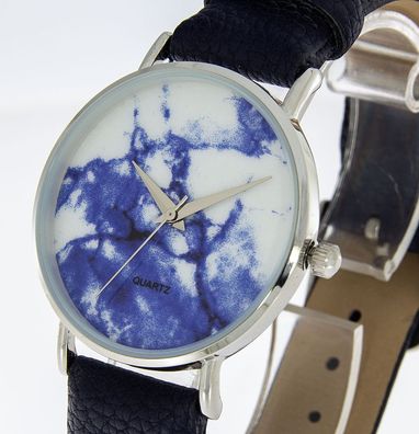 Damenuhr Excellanc Farbe silber blau