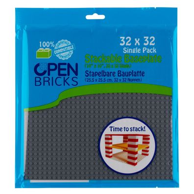 Open Bricks OB-P32DG - Stackable Baseplate 32 x 32 Noppen - Dark Grey
