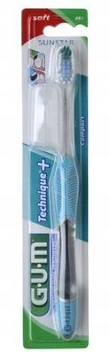 GUM Technique+ Premium Zahnbuerste - Weiche Borsten, Kompaktformat, 1 Stueck