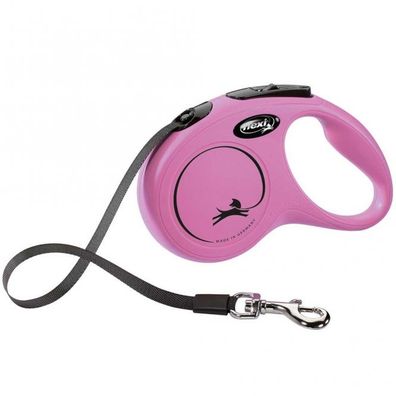 FLEXI Rollleine New Classic Gurt - 5m, bis 15kg - Pink