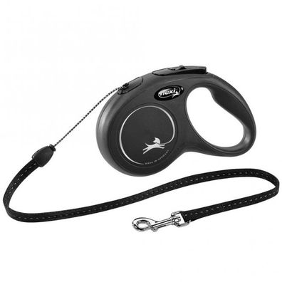 FLEXI Rollleine New Classic Seil - 5m, bis 12kg - Schwarz