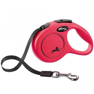 FLEXI Rollleine New Classic Gurt - 3m, bis 12kg - Rot