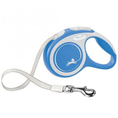 FLEXI Rollleine New Comfort Gurt - 3m, bis 12kg - blau