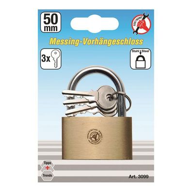 BGS-3099 I Messing-Vorhängeschloss, 50 mm