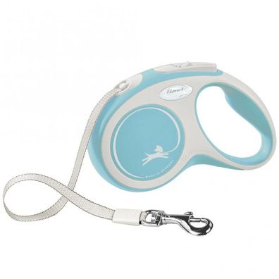FLEXI Rollleine New Comfort Gurt - 5m, bis 15kg - hellblau