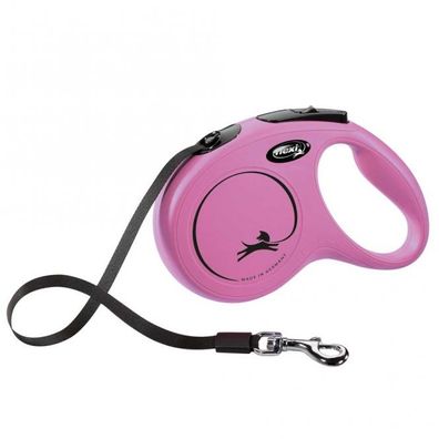 FLEXI Rollleine New Classic Gurt - 5m, bis 25kg - Pink