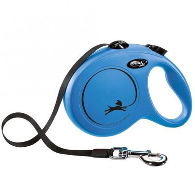 FLEXI Rollleine New Classic Gurt - 5m, bis 50kg - Blau