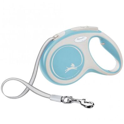 FLEXI Rollleine New Comfort Gurt - 5m, bis 25kg - hellblau
