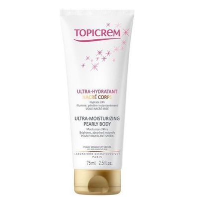 Topicrem Feuchtigkeitsspendende Koerpermilch mit Perlmutt-Finish, 75ml